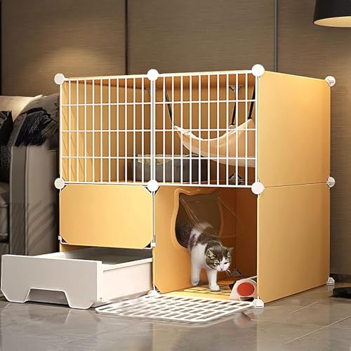 Katzenlaufstall for den Innenbereich, abnehmbarer Metalldraht, DIY-Zwinger for den Innenbereich, Kiste mit Katzentoilette, abnehmbarer Metalldraht-Zwinger, Übungsort, ideal for 1–4 Katzen(75x49x73cm) von YTBHSHXZ