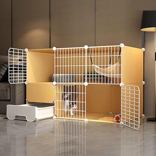 Katzenlaufstall for den Innenbereich, abnehmbarer Metalldraht, DIY-Zwinger for den Innenbereich, Kiste mit Katzentoilette, abnehmbarer Metalldraht-Zwinger, Übungsort, ideal for 1–4 Katzen(111x49x73cm) von YTBHSHXZ