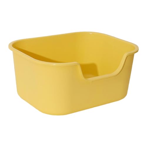 YTBHSHXZ große Katzentoiletten，. Katzentoilette mit offener Oberseite und hohen Seitenwänden, langlebige, spritzwassergeschützte Katzentoilette for alle Arten von Katzenstreu,(Yellow) von YTBHSHXZ