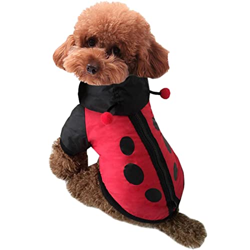 3D Marienkäfer Kleidung für Hunde, Haustier Warm Overall Hundeanzüge, Hundekleidung für Weihnachten Thema Partyzubehör, Größen S/M/L/XL Oberflächen von YTGER