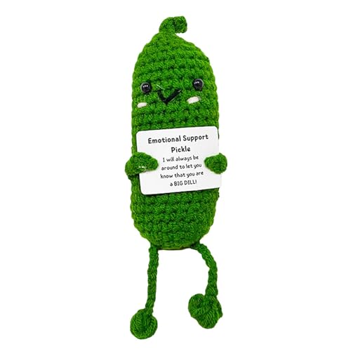 Positive Kartoffel Häkeln, Gehäkelte Positive Gurke,Gehäkelte positive Gurken Spielzeug Emotion Puppen | Kreatives gestricktes Gurkenspielzeug mit positiver Karte für Freunde Party Halloween von YTGOCN