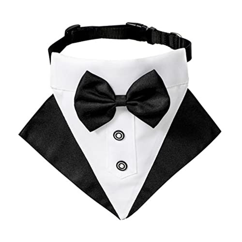 YUANstore Hund Smoking Bandana Halsband Haustier Hochzeit Fliege Schal Verstellbar Hund Halstuch Fliege Halsband Schwarz Haustier Formal Kostüm für Welpen von YUANstore