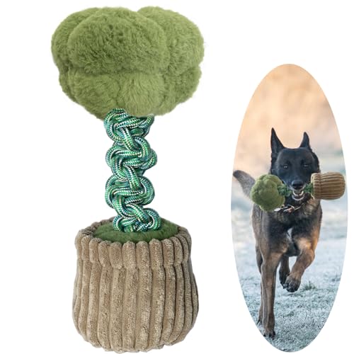 YUBONUS Hundespielzeug mit elastischem Baumwollseil, geeignet für mittelgroße bis große Hunde, interaktives quietschendes Hundespielzeug, Kauspielzeug, langlebiges Plüsch-Hundespielzeug, von YUBONUS