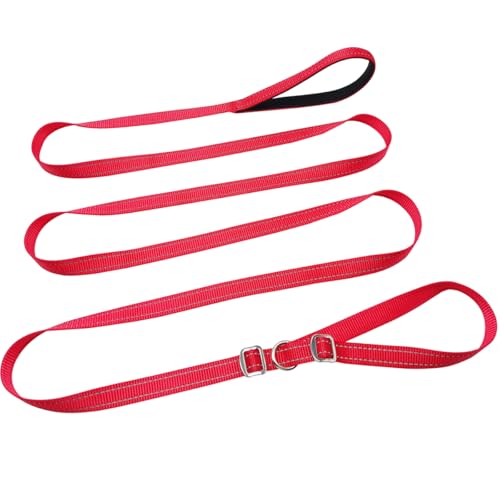 YUCFOREN 3 m 4,5 m 6,5 m lange Rutschleine Hundeleine, 1,9 cm breit, Nylon, reflektierend, kein Ziehen, Trainingsleine für mittelgroße und große Hunde, 3 m x 1,9 cm, Rot von YUCFOREN