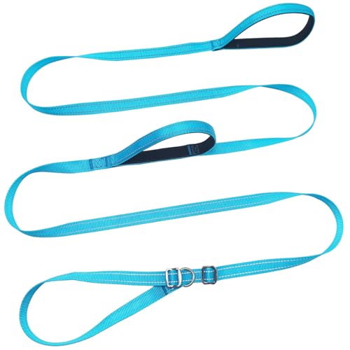 YUCFOREN Hundeleine mit 2 Griffen, Nylon, reflektierend, kein Ziehen, Trainingsleine für mittelgroße und große Hunde, 3 m, 4,5 m, 6,5 m, Blau, 2 Griffe von YUCFOREN