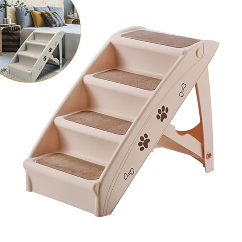 YUCHUAN Hundetreppe Klappbare Haustiertreppe 58,5cm Hoch, 4-Stufig Faltbare Katzentreppe, Maximale Belastung 75kg, Tiertreppe mit Rutschfester Matte für Hunde und Katzen,2 von YUCHUAN