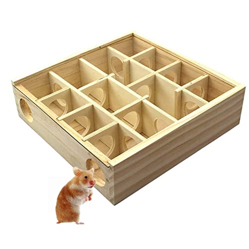 Wooden Maze Tunnel Toy with Cover Dwarf Hamster Maze Toy Safe for Small, Tiny, Mini Furry Animals, Child Gerbil Hole (Burlywood) von Litewoo