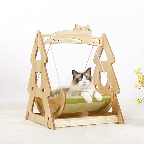 YUDIZWS Holz Katze Schaukel Atmungsaktive Hängematte Bett Haustier Möbel Geschenk für Katzen und kleine Hunde,A von YUDIZWS