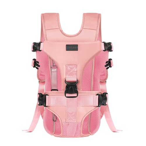 YUDODO Hunderucksack mit verstellbarer Sicherheitsschnalle, einfach zu montieren, für kleine und mittelgroße Hundebeine, Brusttrage für Reisen, Spazierengehen, Radfahren (Medium, Rosa) von YUDODO