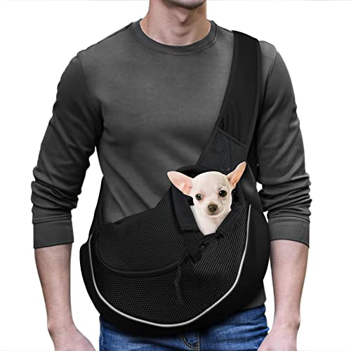 YUDODO Pet Dog Sling Carrier Breathable Mesh Travel Safe Sling Bag Carrier for Dogs Cats von YUDODO