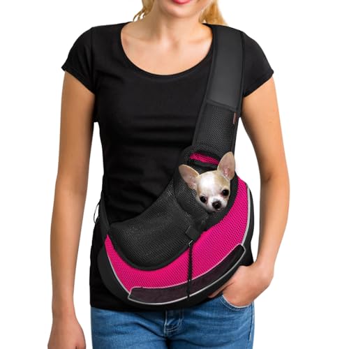 YUDODO Pet Dog Sling Carrier Breathable Mesh Travel Safe Sling Bag Carrier for Dogs Cats von YUDODO