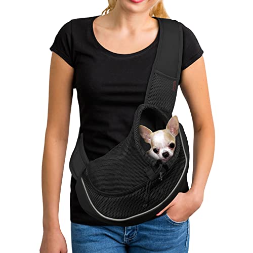 YUDODO Pet Dog Sling Carrier Breathable Mesh Travel Safe Sling Bag Carrier for Dogs Cats von YUDODO