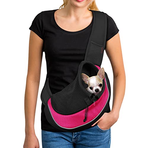 YUDODO Pet Dog Sling Carrier Hundetasche Umhängetasche Breathable Mesh Travel Safe Sling Bag Carrier for Dogs Cats von YUDODO