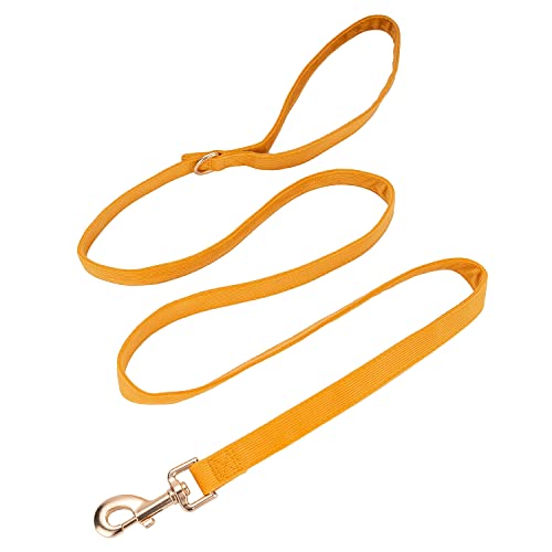 YUDOTE Weiche Cord-Hundeleine mittelgroß,2x150cm,Orange von YUDOTE