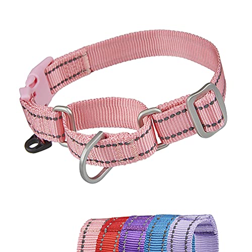 YUDOTE Reflektierende Martingale Hundehalsbänder,ausbruchsicheres Anti-Zug-Trainingshalsband mit Sicherheits-Schnellverschluss für schmale Kopfhunde erleichtern das Gehen,Klein,Rosa von YUDOTE