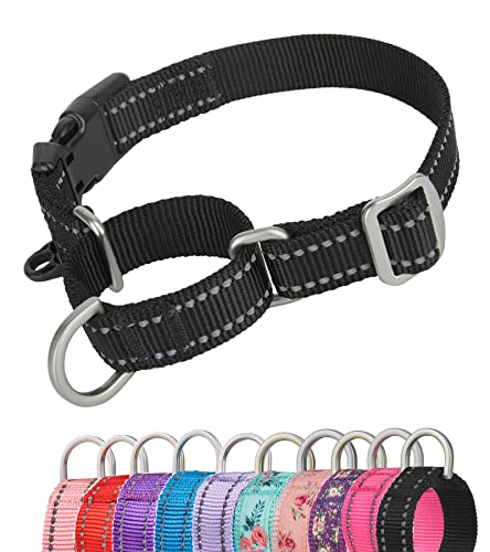 YUDOTE Reflektierende Martingale Hundehalsbänder,ausbruchsicheres Anti-Zug-Trainingshalsband mit Sicherheits-Schnellverschluss für schmale Kopfhunde erleichtern das Gehen,Mittel,Schwarz von YUDOTE