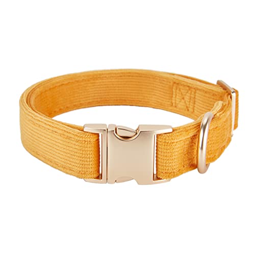 YUDOTE Ultraweiches Hundehalsband natürliche Baumwolle Cord für Mittel Hunde mit empfindlicher Haut,Orange von YUDOTE