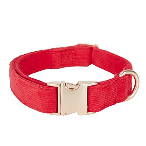 YUDOTE Ultraweiches Hundehalsband natürliche Baumwolle Cord für Mittel Hunde mit empfindlicher Haut,Rot von YUDOTE