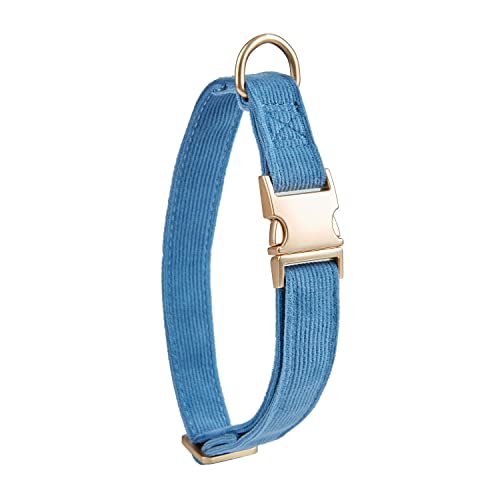 YUDOTE Ultraweiches Hundehalsband natürliche Baumwolle Cord für Groß Hunde mit empfindlicher Haut,Blaugrau von YUDOTE