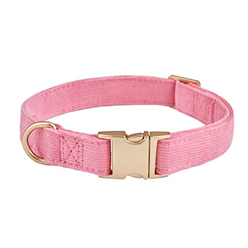 YUDOTE Ultraweiches Hundehalsband natürliche Baumwolle Cord für Kleine Hunde mit empfindlicher Haut,Rosa von YUDOTE