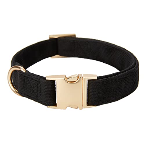 YUDOTE Ultraweiches Hundehalsband natürliche Baumwolle Cord für Groß Hunde mit empfindlicher Haut,Schwarz von YUDOTE