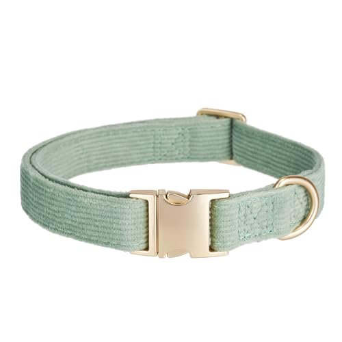 YUDOTE Ultraweiches Hundehalsband natürliche Baumwolle Cord für Kleine Hunde mit empfindlicher Haut,SalbeiGrün von YUDOTE