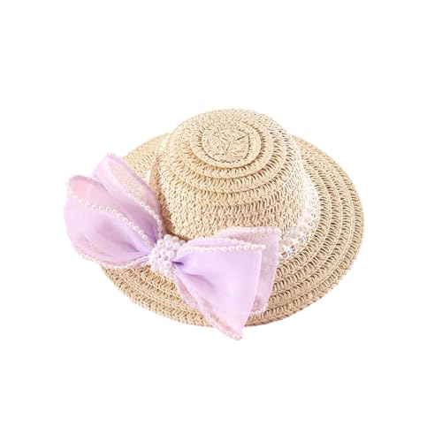 YUELER Strohhut für Haustiere mit Perlenschleifen-Verzierungen Kleid Hut Reise Outdoor Fotografie Pet Sun Hat Fashion Pet Strohhut von YUELER