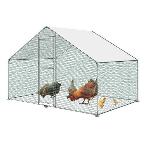 YUENFONG 3x2x2m Hühnerstall Freilaufgehege, L Kleintierstall mit PE Dach Sonnenschutz Geflügelstall, Hühnerkäfig mit Schloss Haustierkäfig für Hühner Haustiere Kaninchen von YUENFONG