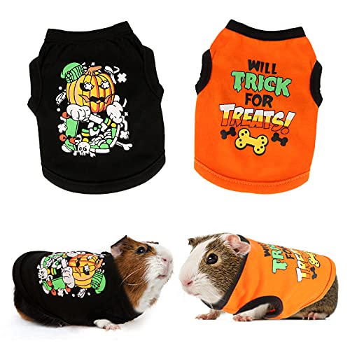 YUEPET 2 Stück Meerschweinchen-Shirts, warme Weste, niedlich bedruckte Kleidung für Meerschweinchen, Hamster, Frettchen, Chinchilla, Kätzchen, Cosplay, Haustierbekleidung von YUEPET