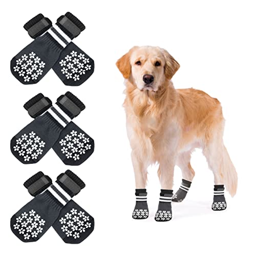 YUEPET Doppelseitige rutschfeste Hundesocken für Hartholzböden, 3 Paar verstellbare Hunde-Griffsocken, um zu verhindern, dass Hundepfotenschutz für Welpen, kleine, mittelgroße und große Hunde von YUEPET