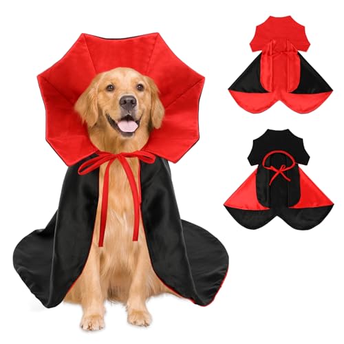 YUEPET Halloween-Kostüm für Hunde – verstellbarer Vampir-Teufels-Umhang, klassisch rot schwarz, lustiger Umhang für mittelgroße bis große Hunde von YUEPET