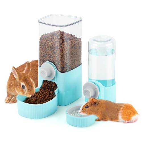 YUEPET Kaninchen Futter Wasserspender, Große Kapazität Bunny Feeder für Käfige Automatischer Kaninchen Wasserspender Geeignet für Kaninchen Frettchen Meerschweinchen Kleintiere von YUEPET