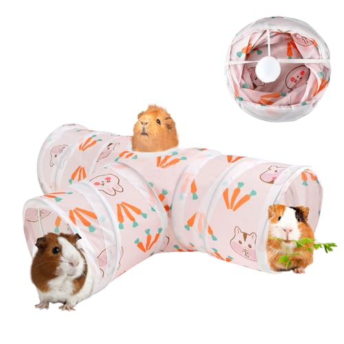 YUEPET Meerschweinchen-Tunnel und Röhren, zusammenklappbar, 3-Wege-Spieltunnel, Spielzeug, Kleintier-Versteck für Meerschweinchen, Chinchilla, Frettchen, Hamster, Ratte, 15 cm, Weiß von YUEPET