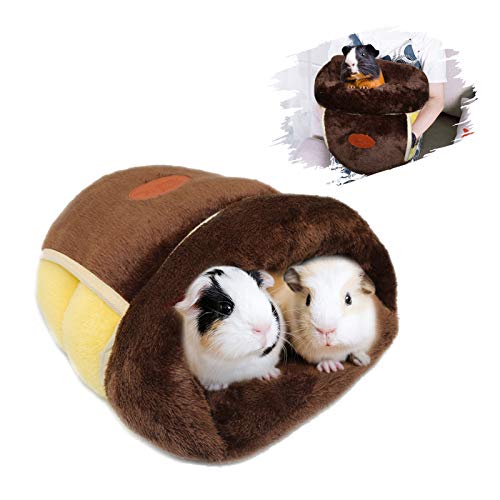 YUEPET Meerschweinchenbett Kuschelhöhle Warmes Fleece Gemütliches Haus Bettwäsche Schlafkissen Käfig Nest für Kleintiere Eichhörnchen Chinchilla Kaninchen Igel Käfig Zubehör Braun von YUEPET