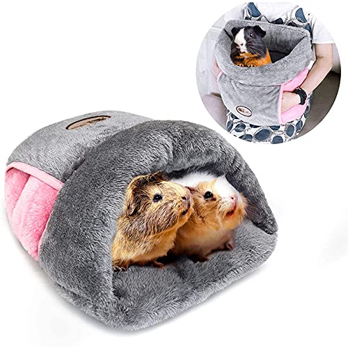 YUEPET Meerschweinchenbett Kuschelhöhle Warmes Fleece Gemütliches Haus Bettwäsche Schlafkissen Käfig Nest für Kleintiere Eichhörnchen Chinchilla Kaninchen Igel Käfig Zubehör Grau von YUEPET