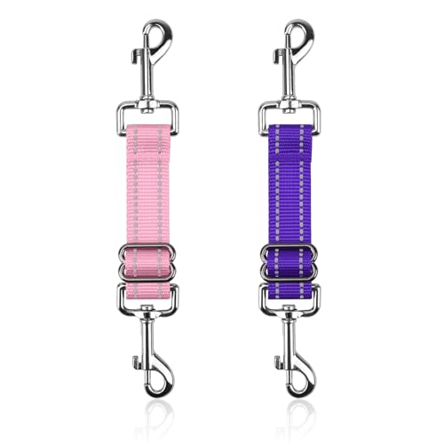 YUEPET Sicherheitsclips für Hunde, 2 Stück, verstellbare Zinken, Halsband-Backup-Clips, reflektierend, doppelseitiger Backup-Verschluss, Leinenverbinder für Hundegeschirr am Halsband, Sicherheitsclip von YUEPET