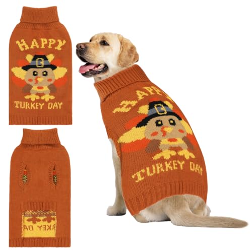 YUEPET Thanksgiving-Hundepullover, klassischer Hundepullover mit Loch für die Leine, weich und warm, für kleine und mittelgroße Hunde (Größe M) von YUEPET