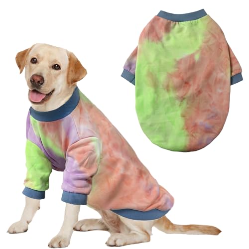 YUERUIJIA Hunde-Kapuzenpullover für kleine, mittelgroße und große Hunde, Jungen, Mädchen, Katzen, Haustier-Wintermantel, Welpen-Sweatshirt, weicher und atmungsaktiver Hundepullover (Rosa + Grün, Größe von YUERUIJIA