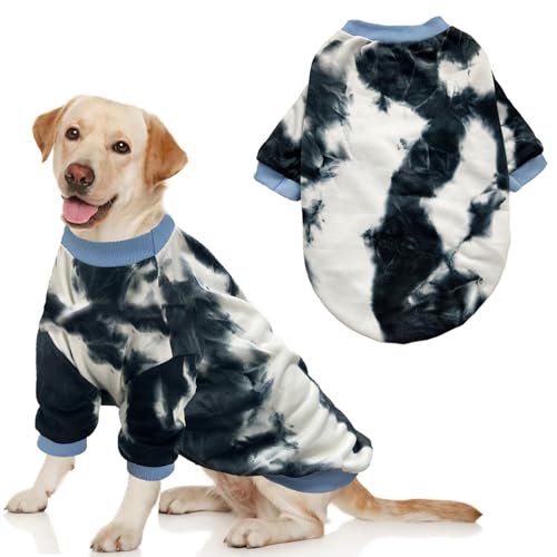 YUERUIJIA Hunde-Kapuzenpullover mit Batikfärbung für kleine, mittelgroße und große Hunde, Jungen, Mädchen, Katze, Haustier-Wintermantel, Welpen-Sweatshirt, weich und atmungsaktiv, Grau, Größe XXXL von YUERUIJIA