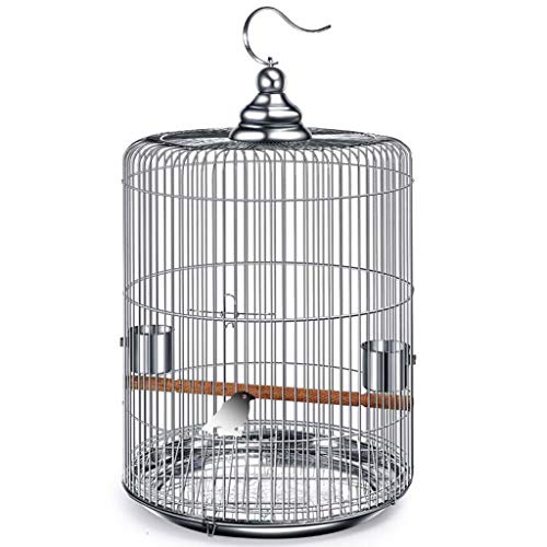 YUESFZ Einlagen für Vogelkäfige Edelstahl Vogelkäfig Für Reisen Im Freien, Cockatiel Wellensittich Zuchtkäfig, Garten Hängen Soor Vogelkäfig (Color : Silver 33CM) von YUESFZ