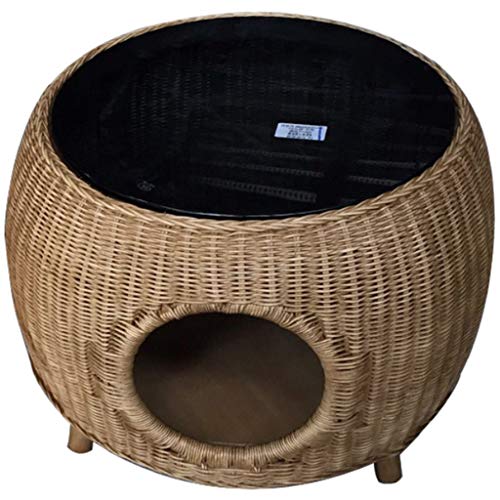 YUESFZ Kaffeetische Couchtisch Mit Stauraum, Elegantes Wohnzimmer Mit Rundem Beistelltisch, 4-Jahreszeiten-Universal-Rattan-Katzen-Kreißsaal, Kleiner Zwinger (Color : Black, Size : 40 * 55 * 20cm) von YUESFZ