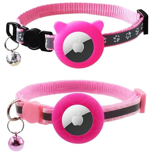 Airtag-Katzenhalsbänder, reflektierendes Airtag-Katzenhalsband mit Sicherheitsschnalle und Glocke, verstellbares Katzenhalsband mit Airtag-Halter, kompatibel mit Apple Airtag für kleine Haustiere von YUEYINGMG