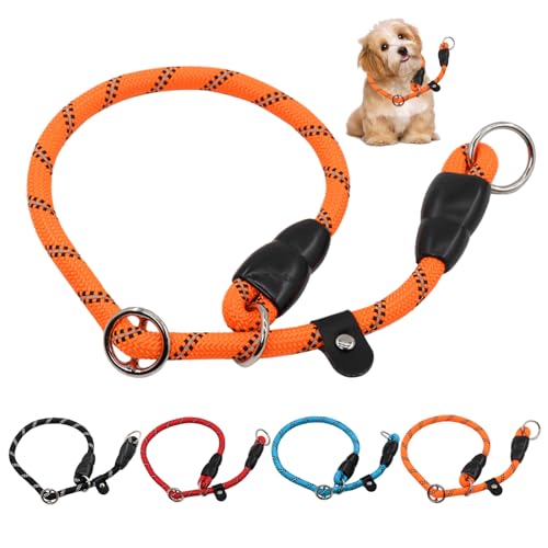 Hundeschluphalsband mit reflektierenden Streifen, Schlupfhalsband für Hunde Weich Verstellbares Nylonseil Halsband Kein Ziehen für Haustier Outdoor Walking Runde Trainingsleine für Hunde Klein Mittel von YUFFQOPC