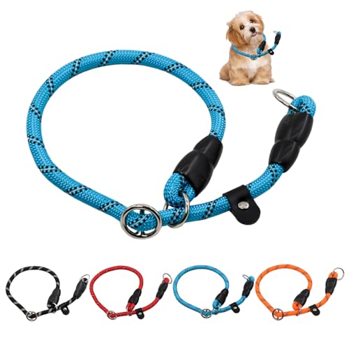 Hundeschluphalsband mit reflektierenden Streifen, Schlupfhalsband für Hunde Weich Verstellbares Nylonseil Halsband Kein Ziehen für Haustier Outdoor Walking Runde Trainingsleine für Hunde Kleine von YUFFQOPC