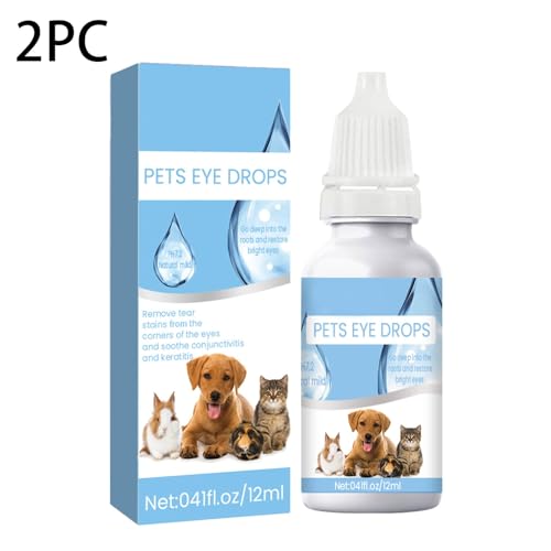 2 Stück Haustier-Augentropfen, Haustier-Gel-Augentropfen, wirksame Augentropfen für Hundeaugen, Augenreiniger für Hunde, verbessern die Klarheit, lindern rote Augen Allergien, (Sky Blue, One Size) von YUGHGH