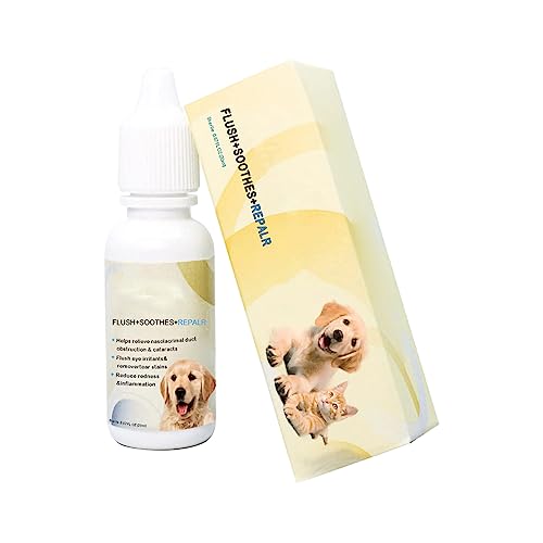 20 ml, Augentropfen für Haustiere gegen Tränenflecken Augenausfluss bei Hunden Katzen Zubehör Für Kleine Hunde (Yellow, One Size) von YUGHGH