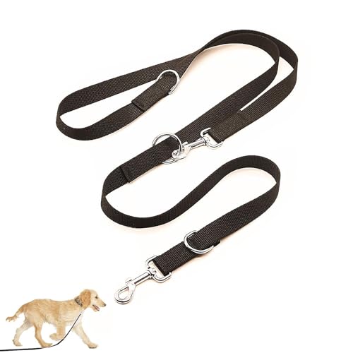 Hundeleine in Schwarz, Stabil Und Verstellbar, Hundeleine, Dog Hundeleine, Hundeleine Für Große Hunde, Dog Leash, Für Große Und Kräftige Hunde, Mit Zwei Karabiner (2,5 X 260 cm) von YUGUOLAN