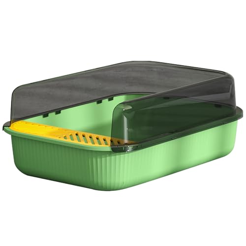 Open Cat Litter Tray,Hohes Gehäuse,Spritzwassergeschützt,Abnehmbar,Leicht zu Reinigen,Mit Streuschaufel,PP,50,5x34,5x18,6cm (Green) von YUHANG