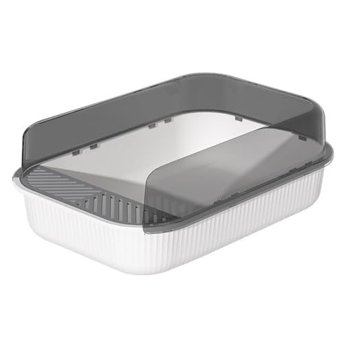 Open Cat Litter Tray,Hohes Gehäuse,Spritzwassergeschützt,Abnehmbar,Leicht zu Reinigen,Mit Streuschaufel,PP,50,5x34,5x18,6cm (White) von YUHANG