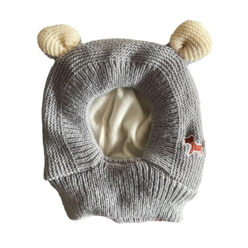 Quiet Ears for Dogs,Leise Ohren für Hunde, Hundeohrenschützer Lärmschutz Gestrickte Hundehüte Haustierohren Warme Hundeohrabdeckung Wintermütze Hundeschalstuch für mittelgroße bis große (Grey, 25cm) von YUHAOTIN